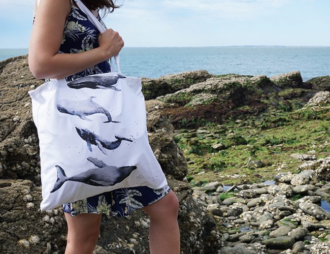 DIY tote bag sac plage piscine baleines par Tea&Poppies